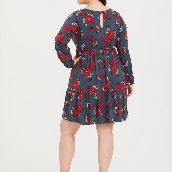 Torrid | Blue Floral Chalis Skater Dress Sz. 1 - Picture 2 of 6